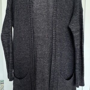 American Eagle Outfitters Charcoal Open-Front Knit Cardigan